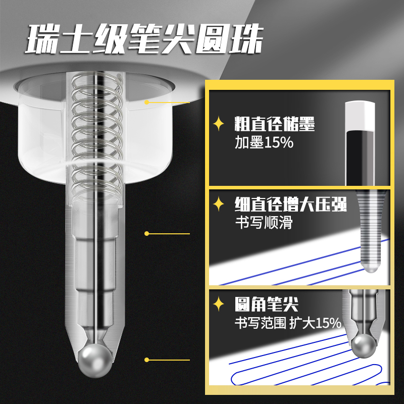 真彩彩色圆珠笔按压式蓝色油笔圆珠笔老式经典原子笔多色中油园珠按动油性黑色红色笔芯多彩圆珠笔正品0.7mm