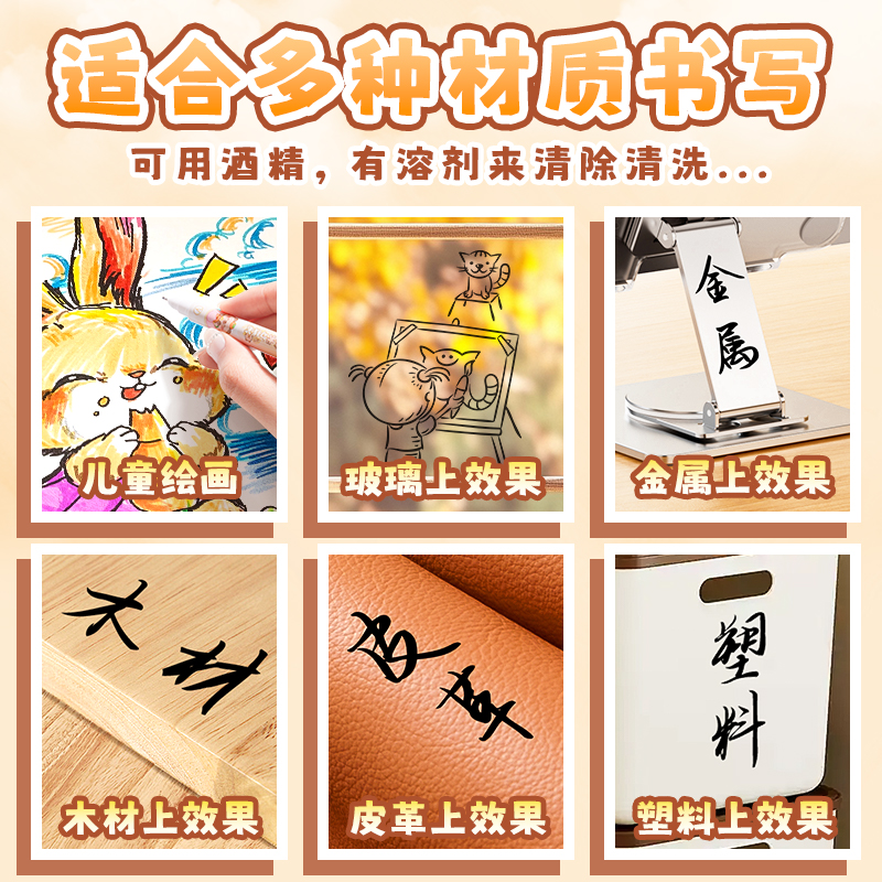 记号笔双头勾线笔极细儿童描线笔小学生美术专用黑色油性防水速干马克笔柔绘笔幼儿园丙烯超细绘画描边手绘笔 - 图2