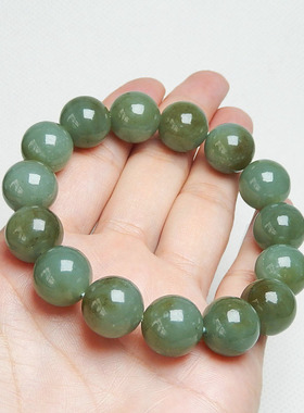 和田玉糖青玉14毫米圆珠手链男款