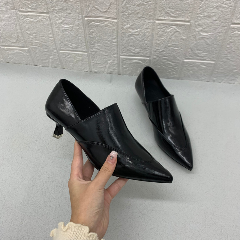 外贸出口纯原欧美风 尖头深口单鞋女中跟软底显瘦百搭纯色小皮鞋,淘宝优惠券,粉丝福利购,淘宝优惠卷