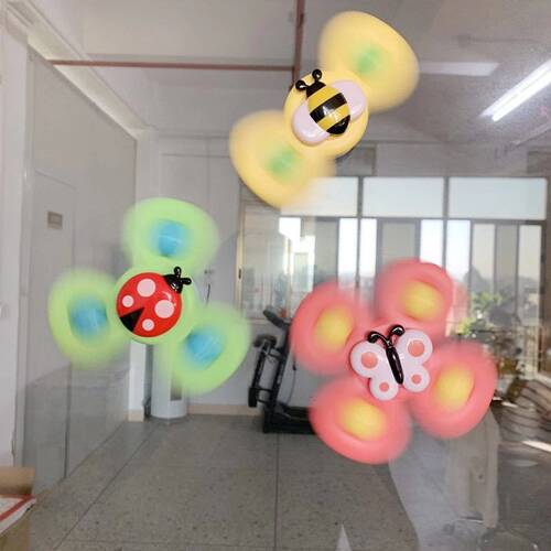 升级版 婴儿指尖陀螺宝宝餐椅吸盘玩具洗澡玩具昆虫手指玩具益智 - 图1