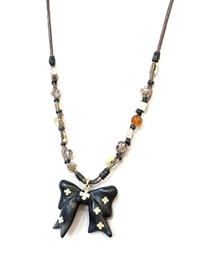 CHERIENIU蝴蝶结檀木小众设计感项链