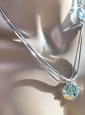 钛钢男女金币吊坠项链礼物