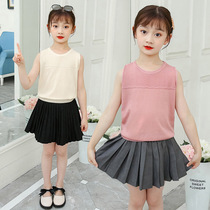 2023 Girls Dress Summer Dress New Ice Silk Korean Version Children Harness Vest Baby Foreign Air Little Girl Summer Blouse