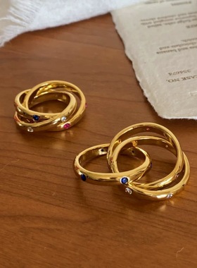 经典中古彩色宝石时髦气质戒指