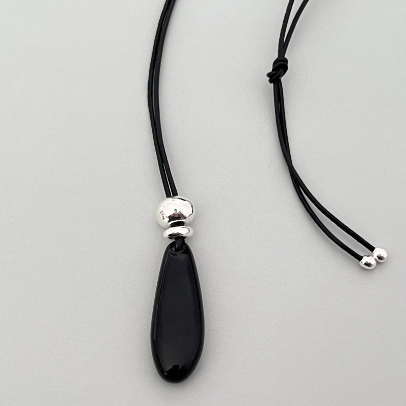 水滴黑玛瑙吊坠项链日韩简约个性冷淡风简约百搭潮流绳子长毛衣链,淘宝优惠券,粉丝福利购,淘宝优惠卷