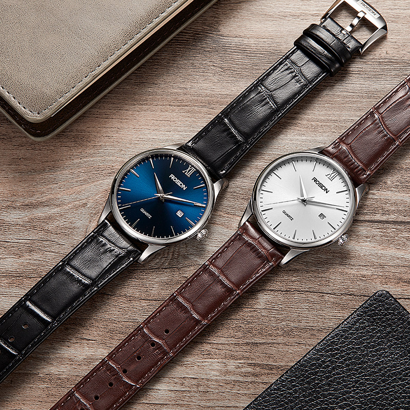 劳士顿正品简约皮带运动新款男表 rosdn劳士顿兰蒂克国产腕表
