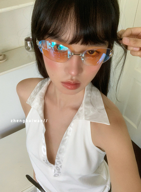 郑佰万酷飒无边框时髦太阳眼镜
