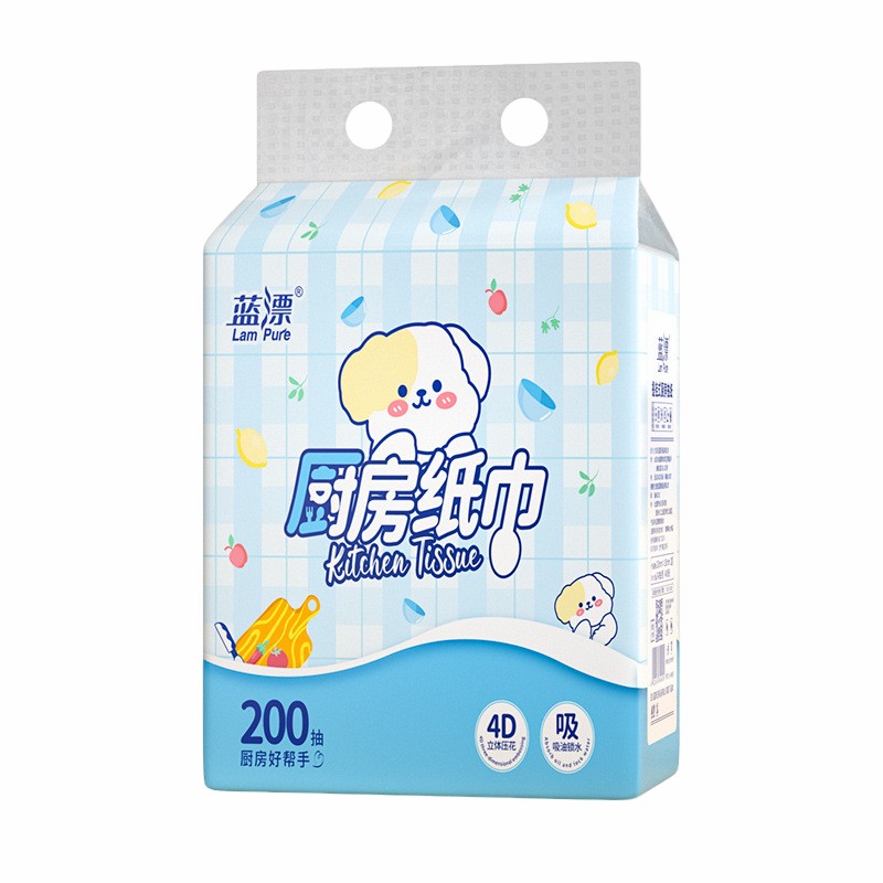 Lampure/蓝漂厨房专用纸巾悬挂抽取式吸油吸水纸料理纸200抽大包 - 图3