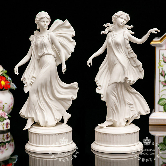英国制Wedgwood 1993 白色跳舞丰收女神限量陶瓷娃娃收藏摆件两件