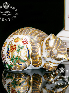限量英国伊万里骨瓷猫欧动物摆件