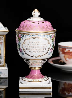 限量欧式Spode宝瓶玫瑰骨瓷摆件