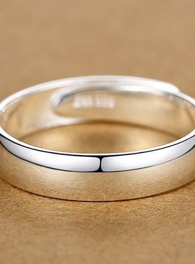 925纯银小众设计光面素圈尾戒