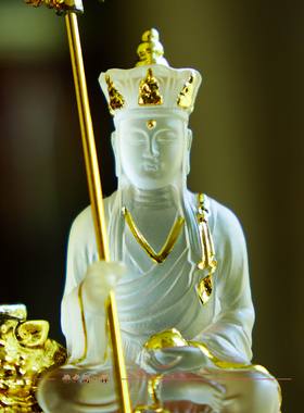 精品水琉璃地藏菩萨佛堂供奉摆件