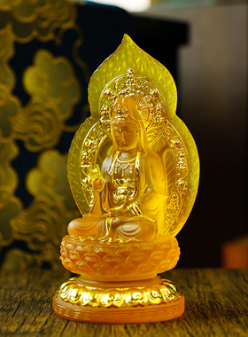 水琉璃观音菩萨家用佛堂供奉摆件