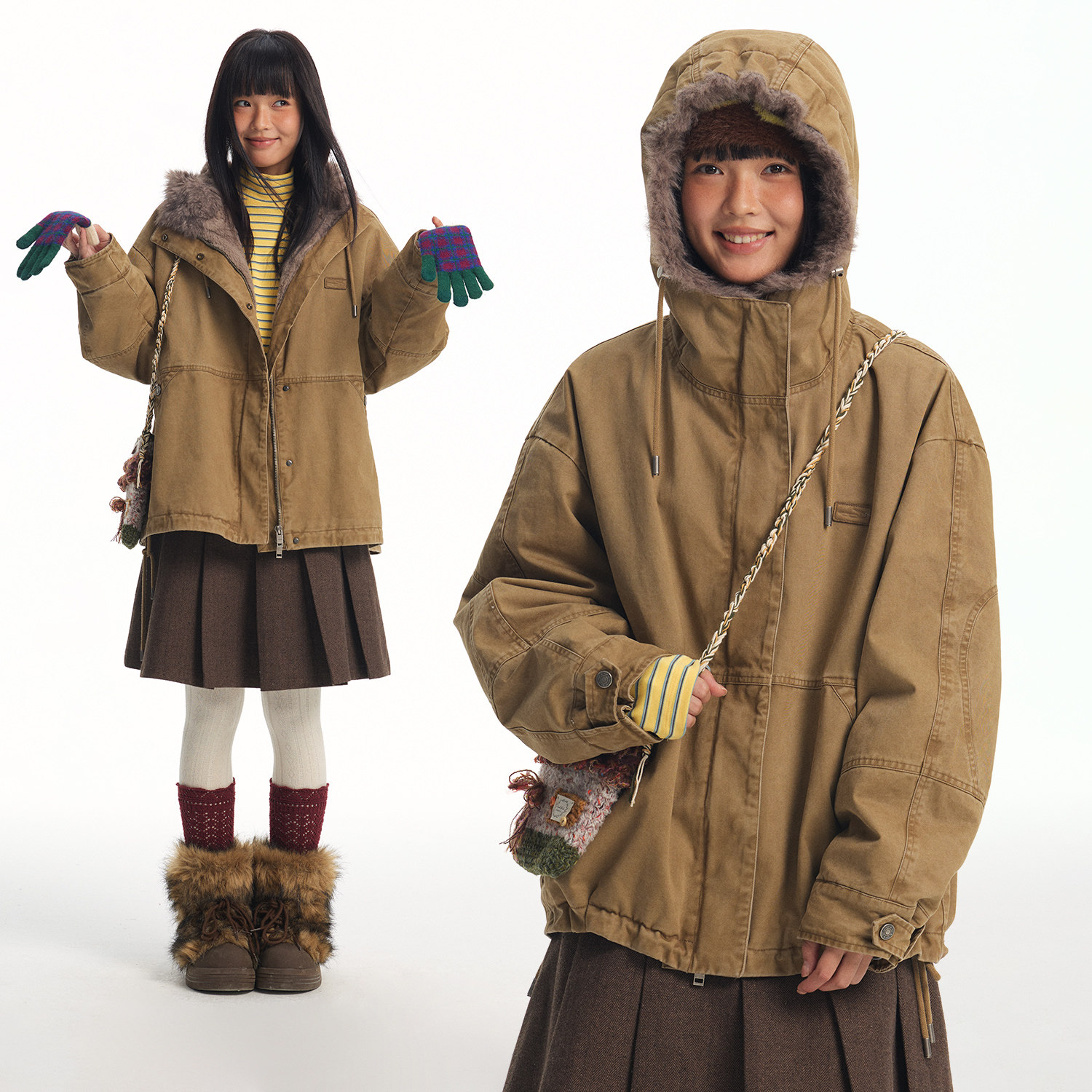 江南先生NewJNXS水洗Vintage全毛内里连帽毛领派克服棉服座山雕冬,淘宝优惠券,粉丝福利购,淘宝优惠卷