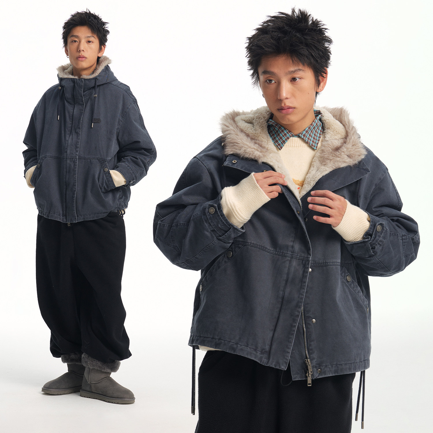 江南先生NewJNXS水洗Vintage全毛内里连帽毛领派克服棉服座山雕冬,淘宝优惠券,粉丝福利购,淘宝优惠卷