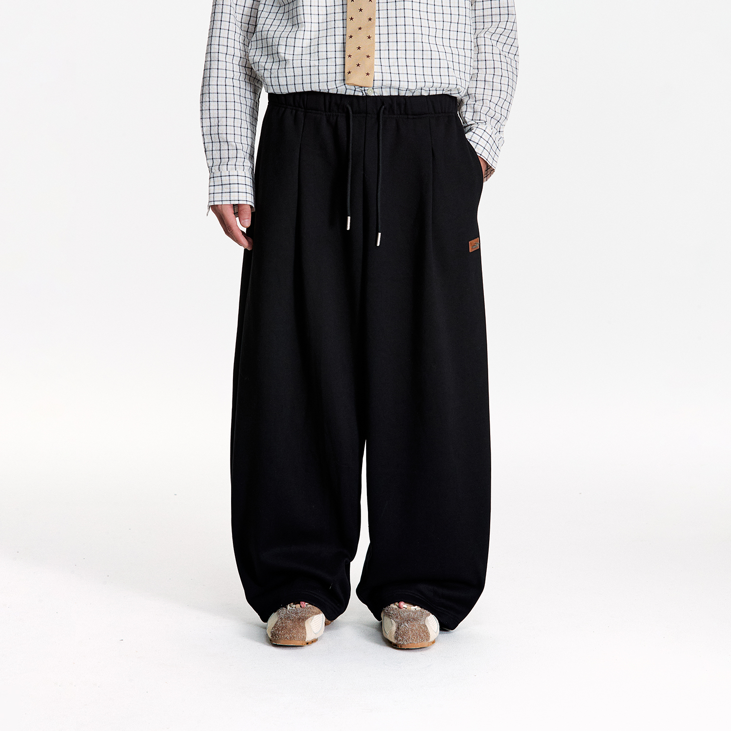 【张函瑞同款】江南先生NewJNXS重磅350g可调节裤脚宽松卫裤男女 - 图2