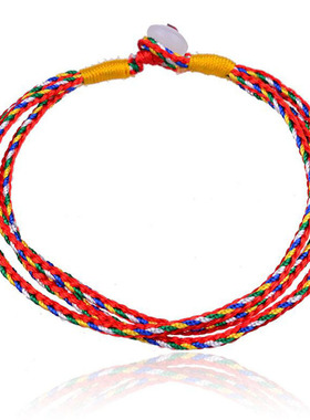 手工编织平安扣五色线