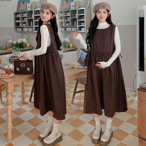 Pregnant Woman Lian Dress Dress New Fashion Temperament Winter Braces Skirt Suit Korean version Reduced Age Long Dress Code Vest Dress