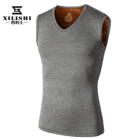 Four Seasons Men's Warm Vest Plus Velvet Thickened Slim Fit Bottoming Vest Men's Tight Vest Sleeveless Trendy