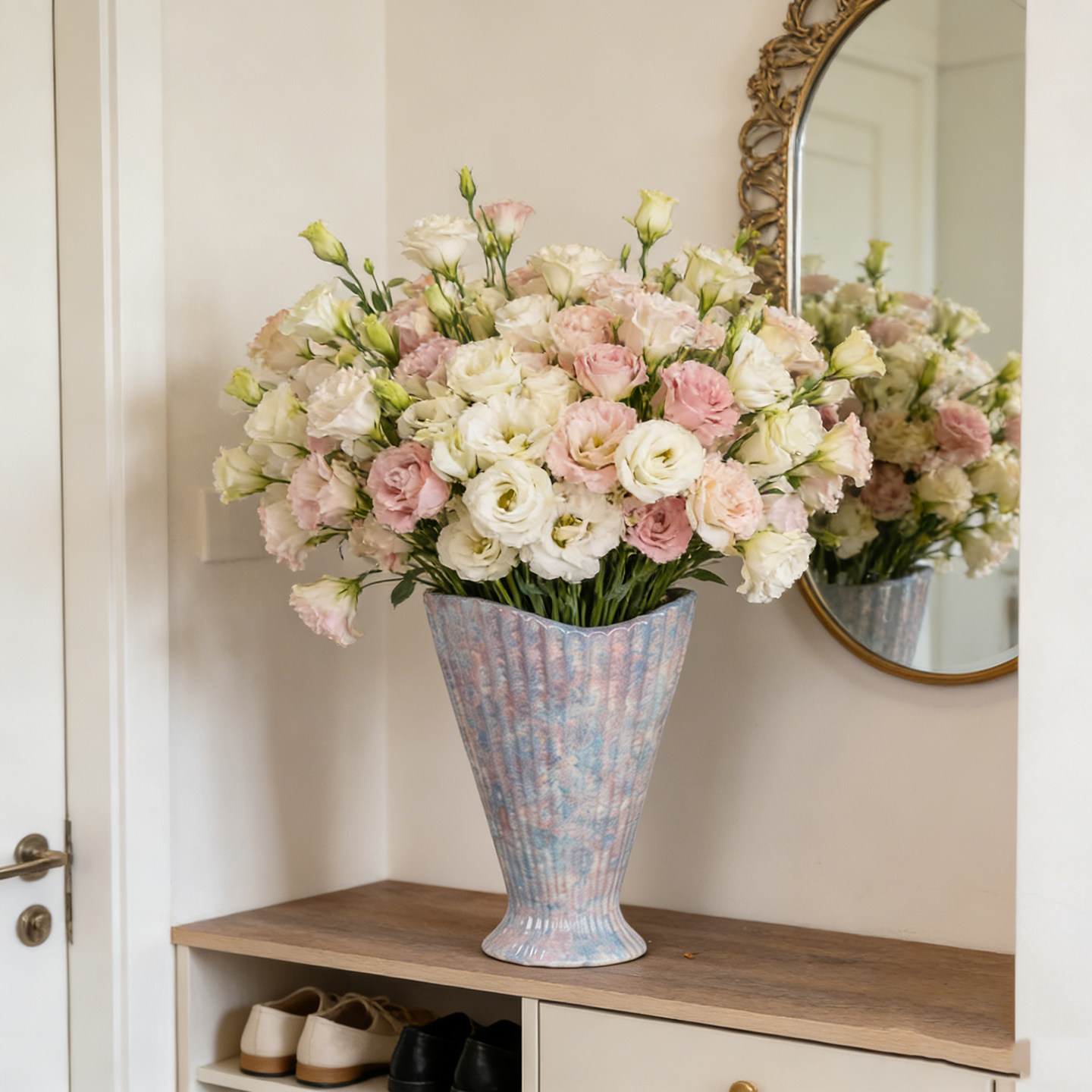 景德镇欧式紫粉贝壳陶瓷餐桌水培大花瓶摆件客厅插花轻奢高级感,淘宝优惠券,粉丝福利购,淘宝优惠卷