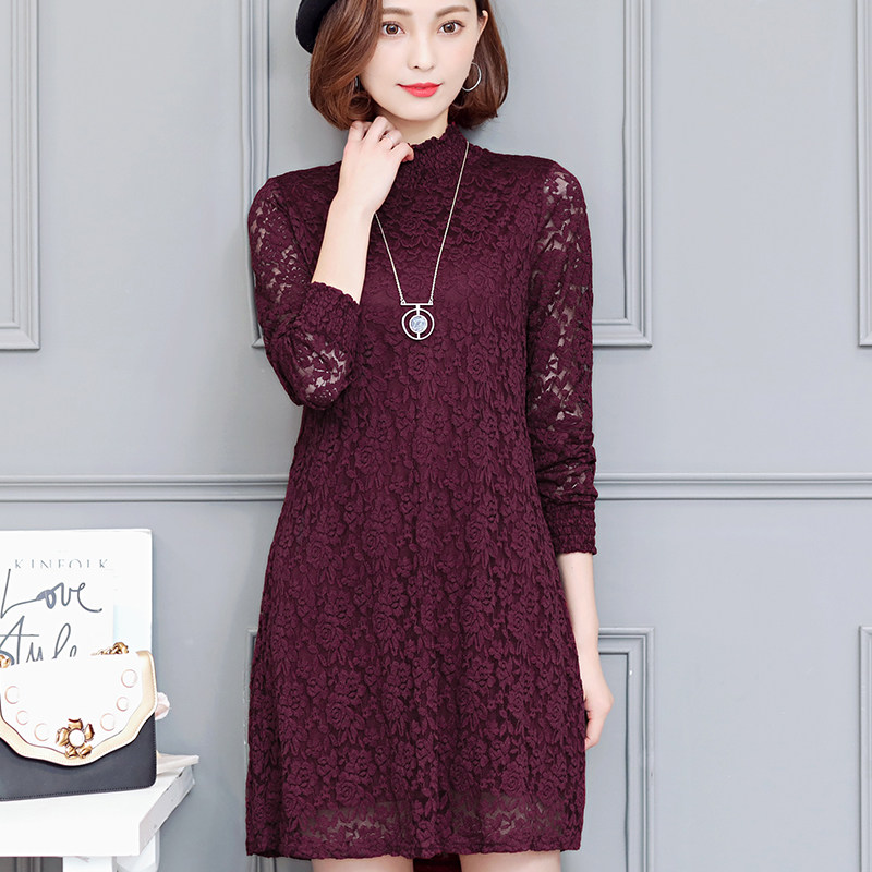 蕾丝中长款春秋宽松显瘦加绒小衫 佰俪煊蕾丝衫/雪纺衫