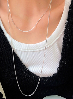 简约钛钢蛇骨链女项链百搭毛衣链