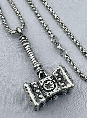 复古欧美潮牌雷神之锤吊坠项链