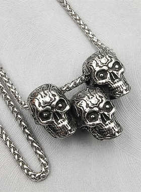 复古吊坠项链钛钢骷髅头男生百搭