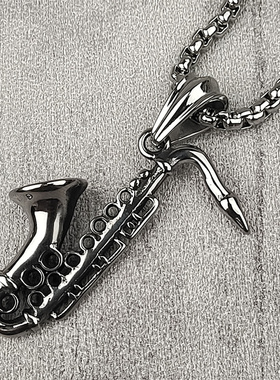 简约男士钛钢乐器吊坠项链百搭