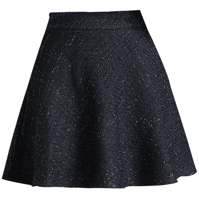 秋冬2020新款高腰显瘦黑色百褶裙 珂妃娅半身裙