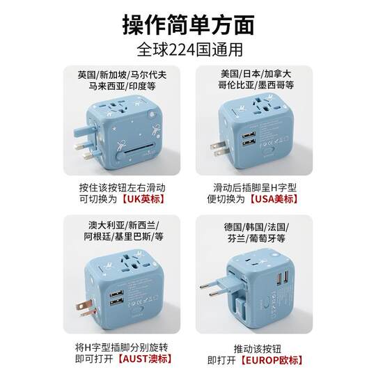 Multifunctional overseas conversion plug for global use