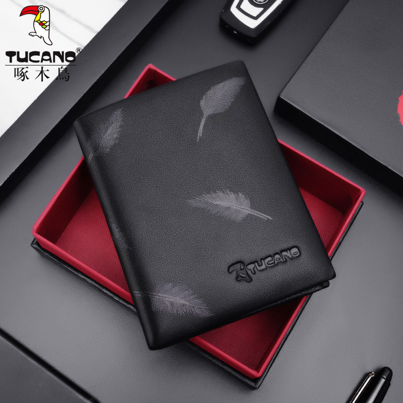 啄木鸟男士真皮男款定制刻字土钱包 啄木鸟尚百德钱包