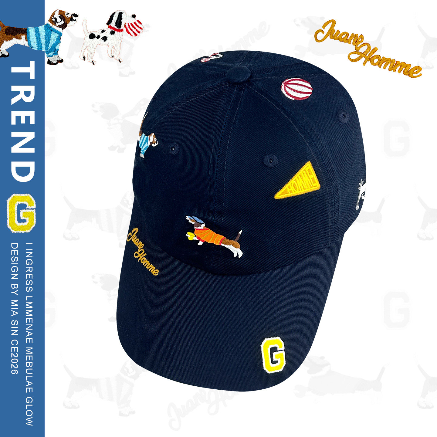 韩国卡通刺绣可爱狗狗乐园棒球帽男女百搭简约纯棉显脸小鸭舌帽子,淘宝优惠券,粉丝福利购,淘宝优惠卷