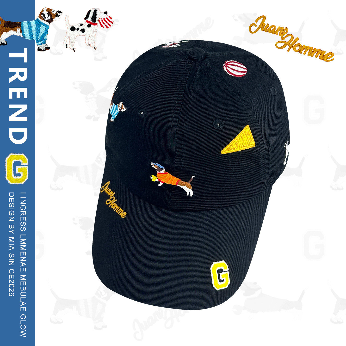 韩国卡通刺绣可爱狗狗乐园棒球帽男女百搭简约纯棉显脸小鸭舌帽子,淘宝优惠券,粉丝福利购,淘宝优惠卷