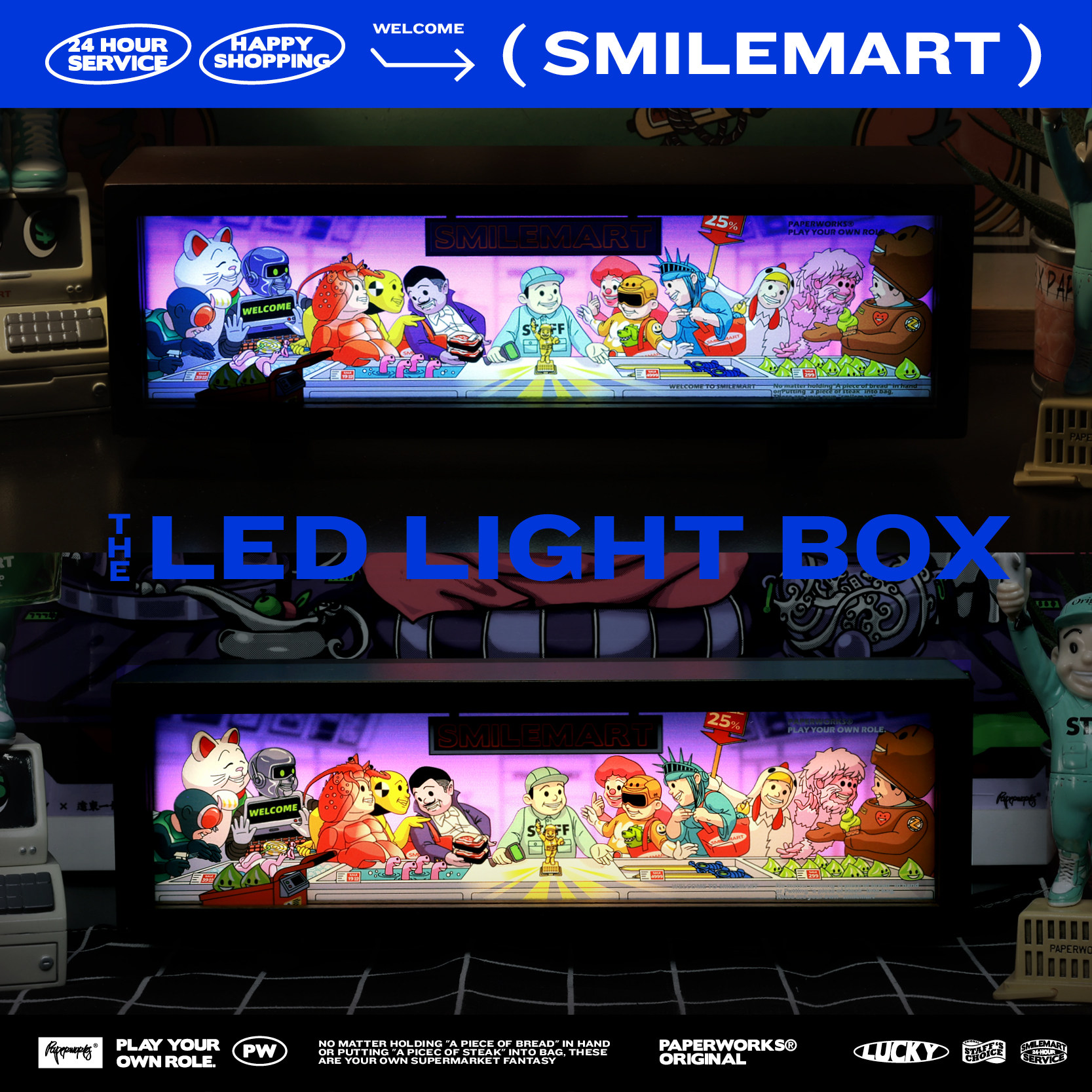 PAPERWORKS原创SMILEMART亚克力实木USB充电礼物灯箱氛围小夜灯,淘宝优惠券,粉丝福利购,淘宝优惠卷