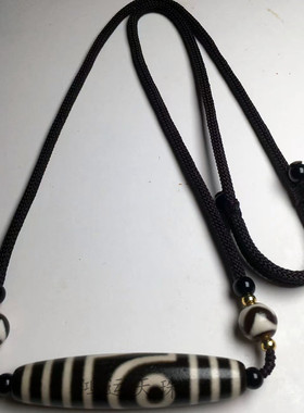 西藏真品两眼玛瑙天珠男女项链