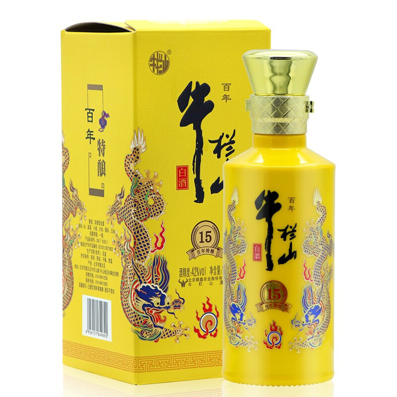 北京牛栏山二锅头百年特酿15小黄龙42度浓香型白酒 500ml-图0