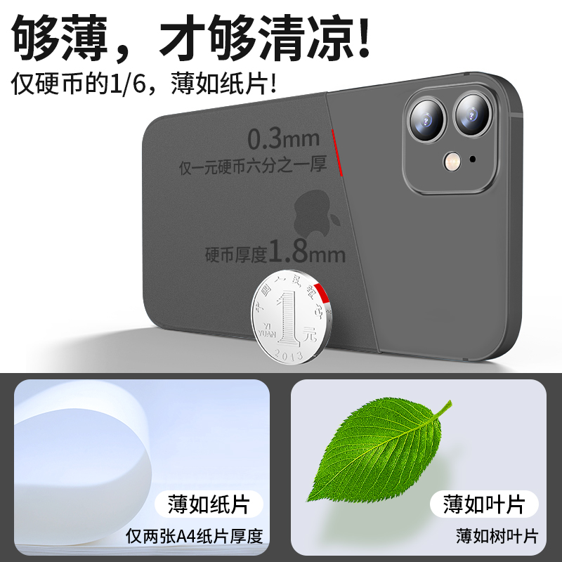 适用于苹果12手机壳新款超薄磨砂iPhone12promax透明防摔保护套Pro镜头全包Mini液态硅胶高级感女2022时尚男 - 图2