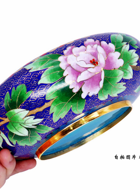 北京特色工艺品正宗景泰蓝手捧盒圆盒纯铜胎掐丝珐琅收纳罐首饰盒