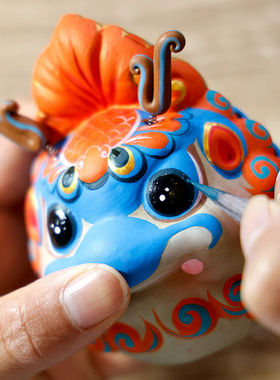 金龙报吉祥龙招财吉兔坊手工泥塑生肖龙家居装饰摆件中国龙送老外