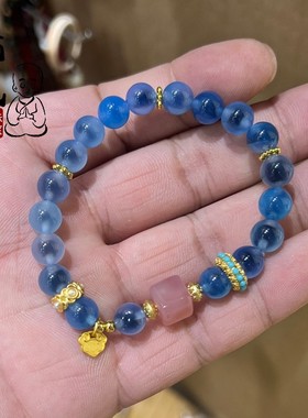 天然女款蓝玛瑙手链小众设计感