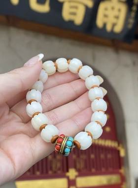 厦门南普陀菩提白玉南瓜珠手串时尚文玩佛珠男 女小众复古手链