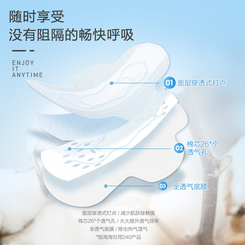 【消毒级】淘淘氧棉纯棉卫生巾日夜用 淘淘氧棉卫生巾