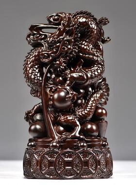 黑檀木雕十二生肖摆件全套实木质鼠牛虎兔龙蛇马羊猴鸡狗猪工艺品