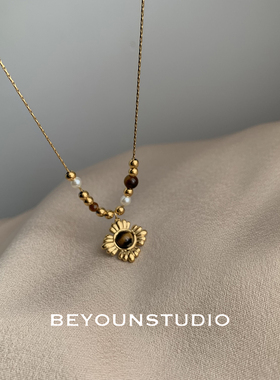 ZUORAN 法式复古美拉德棕色虎眼石项链气质高级感秋冬锁骨链N49