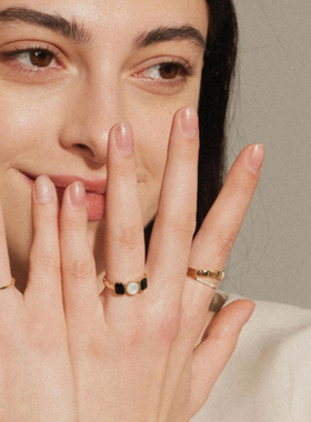 精致母贝戒指天然黑玛瑙高级感