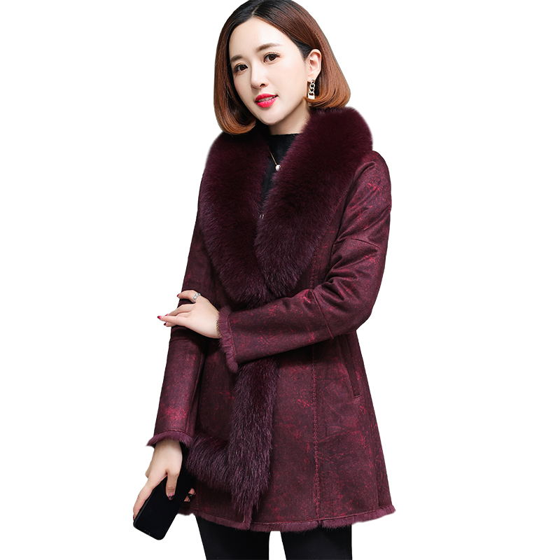 獭兔毛皮草外套女2025冬新中长款优雅淑女狐狸毛领真皮毛一体大衣 - 图3