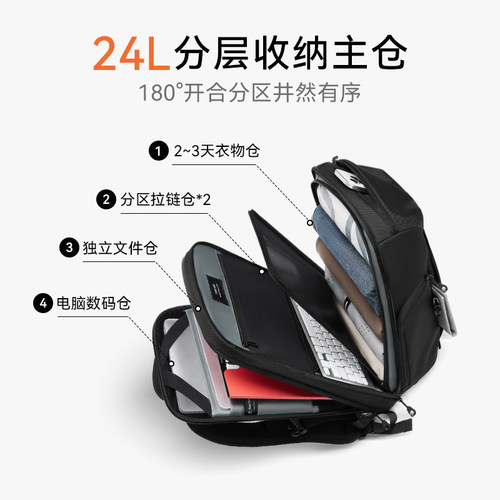 Reeyee极光a1双肩包男士商务通勤大容量电脑包防泼水出差旅行背包 - 图0